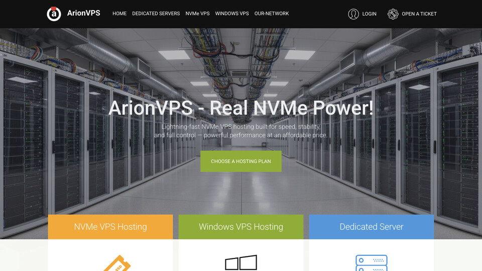 Сайт ArionVPS
