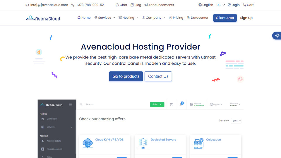 Сайт AvenaCloud